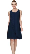 "S.L. Vestido para mujer Fashions sin mangas talla 12, axila a axila 19"", azul marino"