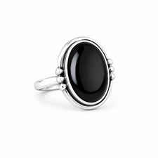 Anillo ovalado de ónix negro natural de plata de ley 925 hecho a mano para mujer joyas de piedras preciosas