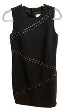 NUEVO CON ETIQUETAS $170 MICHAEL KORS Vestido Negro Sin Mangas Tachonado Para Mujer 4 Carreras Punk Glam