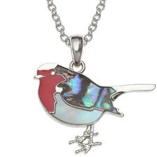 Collar colgante Tide Jewellery natural Paua Shell Robin en caja