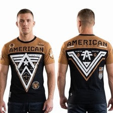 Camiseta AMERICAN FIGHTER Negra Quemada Texas Naranja MIDWAY Atlética Gráfica Nueva con Etiquetas