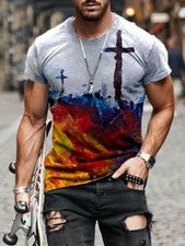 Camiseta Hombres Manga Corta Informal ConGráfico Moda Deportiva Aptitud Física