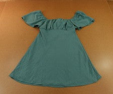 Mini Vestido Originalidad Para Mujer Grande Azul Espuma de Mar Fuera del Hombro Trasero Lazo Nuevo con Etiquetas