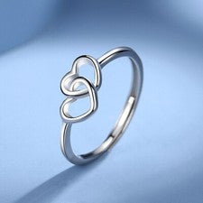 Anillo ajustable de plata esterlina 925 hueco vinculado con corazón para mujeres niñas joyas Reino Unido