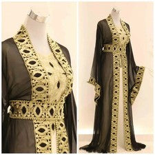 Vestido de Trabajo a Mano Abaya Farasha Elegante Vestido Largo Islámico Dubai Caftán Marroquí