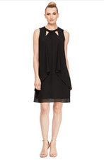 S.L. Vestido para mujer Fashions sin mangas recortado cuello perlado, negro, 14