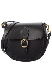 Bandolera italiana de cuero para mujer negra