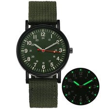 Reloj Militar Ejército Duradero Impermeable Luminoso 24 Horas Dial Correa Nylon EE. UU.