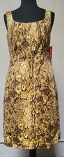 Vestido para mujer talla 10 amarillo/estampado gráfico forrado sin mangas de Rafaella