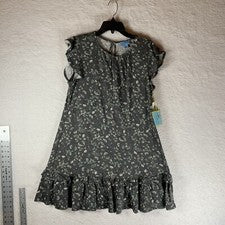 Vestido recto CeCe para mujer talla M gris floral con volantes manga gorra jersey nuevo con etiquetas 5675