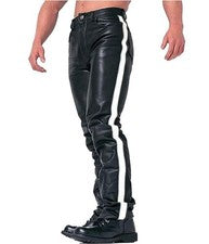 Pantalones informales de cuero para hombre estilo motocicleta cuero PU pantalones informales