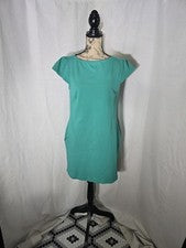 Vestido New York & Co verde azulado con botones en la espalda para mujer talla mediana