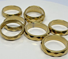 2x Anillos de hematita dorada de hematita facetados piedra preciosa cristal tamaño 65-66