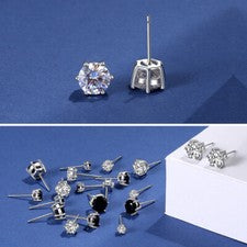 Pendientes Solitarios Plata 925 3-7mm Circonita Solitario Mujer Hombre