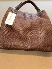 Bolso de Mano/Hobo para Mujer Lilium Firenze Cuero Italiano Genuino Marrón