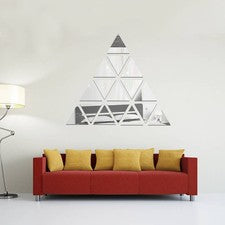 16 Piezas Acrílico Arte Adhesivo Espejo Decoración Pared Triángulo Patrón para Hogar Oficina