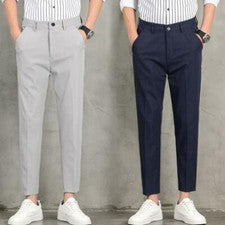 Pantalones para Hombres Moda Coreana Calce Ajustado Negocios Informales Pantalones Largos Verano Talla