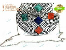 Nuevo bolso de mano de moda para mujer Meenakari Stone Clutch Sling Bag