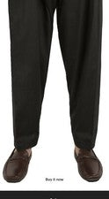 Hombres Paquistaníes Estilo Suelto Algodón Negro Shulwar Talla L a XL
