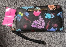 Nuevo Con Etiquetas Betsey Johnson Muñequera Billetera Gatos Coloridos