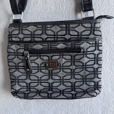Bolso de hombro de moda para mujer con patrón geométrico negro/gris