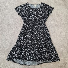 Vestido para mujer Passport negro blanco floral sin mangas cintura elástica talla S nuevo con etiquetas