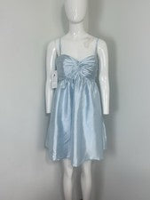 Mini Vestido Para Mujer Azul Satinado Ajuste y Acampanado Sin Mangas Talla 8 Nuevo con Etiquetas Vestido de Fiesta