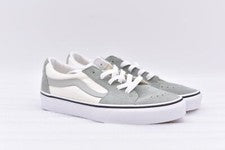 Zapatos de skate para mujer Vans Sk8-bajos de gamuza con cordones gris y blanco roto, talla 5,5