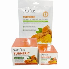 {Juego de 3 piezas} Crema facial de cúrcuma SADOER, crema reafirmante para ojos y máscara hidratante NUEVO