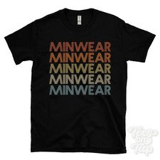 CAMISETA ESTILO RETRO REPETIDA MINWEAR para hombre y mujer Reino Unido top name regalo
