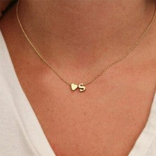 Collar Personalizado Corazón Letra Inicial Alfabeto Dorado Plata Love Girl Mujeres