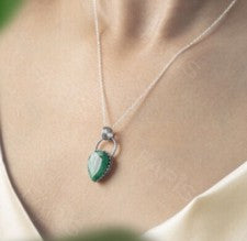 Collar colgante de piedras preciosas esmeralda verde corte pera plata de ley 925 joyería