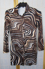 Nuevo en caja Vestido Shein SXY Marrón/Beige Manga Larga Botón Frontal Ondulado Rayas Para Mujer L