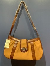 Bolso de hombro Coldwater Creek para mujer cuero sintético tostado herrajes en tono plateado