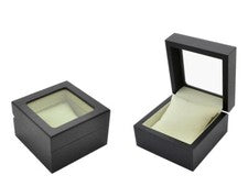 CAJA DE RELOJ NEGRA PARA 1 RELOJ VENTANA DE VISUALIZACIÓN CRISTAL REAL WATCHBOX BLACK P-002-BL DE