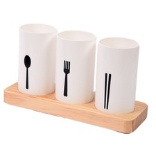 Soporte de utensilios para mostrador de cocina con base de madera utensilio de cocina redondo9212