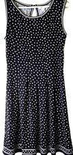 Vestido Max Studio Para Mujer M Lunares Slvless Patinador Negro Ajuste y Acampanado Lindo NUEVO