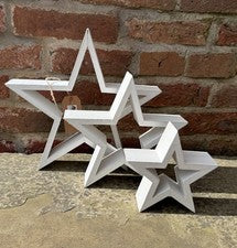Juego de 3 Decoraciones Estrellas Madera Blanca Rústicas Independientes Decoración Hogar