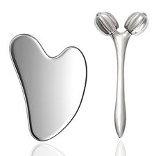 Herramientas faciales 3D Gua Sha rodillo facial de metal para reducir la hinchazón piel firme