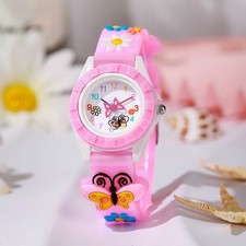 Reloj Infantil Simple Digital Manecillas Mariposa Diseño Cuarzo