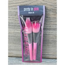 Pinky B Beauty Pretty In Pink Juego de 2 brochas de maquillaje contorno de rubor en polvo