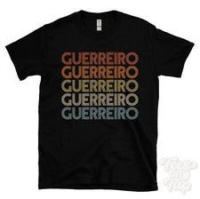 CAMISETA GUERREIRO ESTILO RETRO REPETIDO Hombre y Mujer Novedad Genial Nombre Regalo