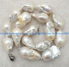 Echte Schmuck 15x22mm Riesige Natürliche Weiß Barock Perle Halskette 24 Zoll