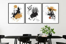 Impresiones de pared abstractas, impresiones abstractas naranja negro, decoración de pared abstracta