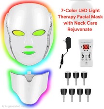 Mascarilla facial terapia de luz LED de 7 colores con cuidado de cuello rejuvenecer
