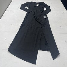 Maxi Vestido Etika Moda Negro Corte Acanalado Para Mujer Talla Pequeña Nuevo