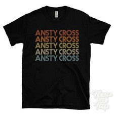 CAMISETA ESTILO RETRO REPETIDA ANSTY CROSS para hombre y mujer Reino Unido top name regalo