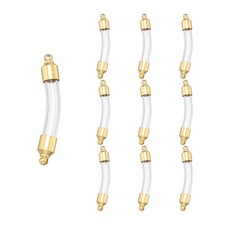 10 Pcs Vial Necklace, Stainless Steel Glass Rice Perfume Bottle 41mm, Clear/Gold