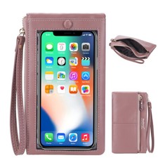Bolso de hombro bandolera de cuero pequeño con pantalla táctil para mujer