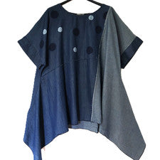 Camisa larga vaquera FRENZI Lagenlook túnica 46-48-50-52 detalles de moda azul vaquero